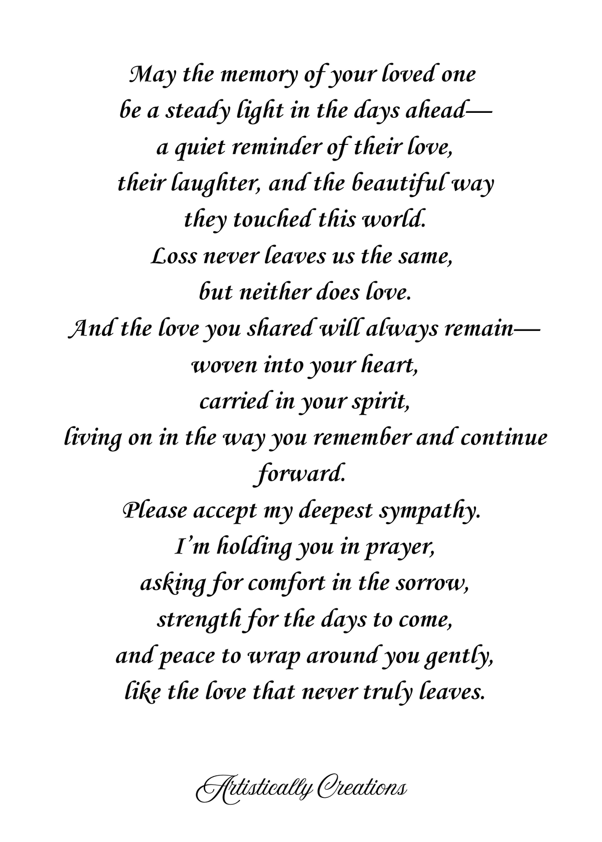 IN LOVING MEMORY AND DEEPEST SYMPATHY