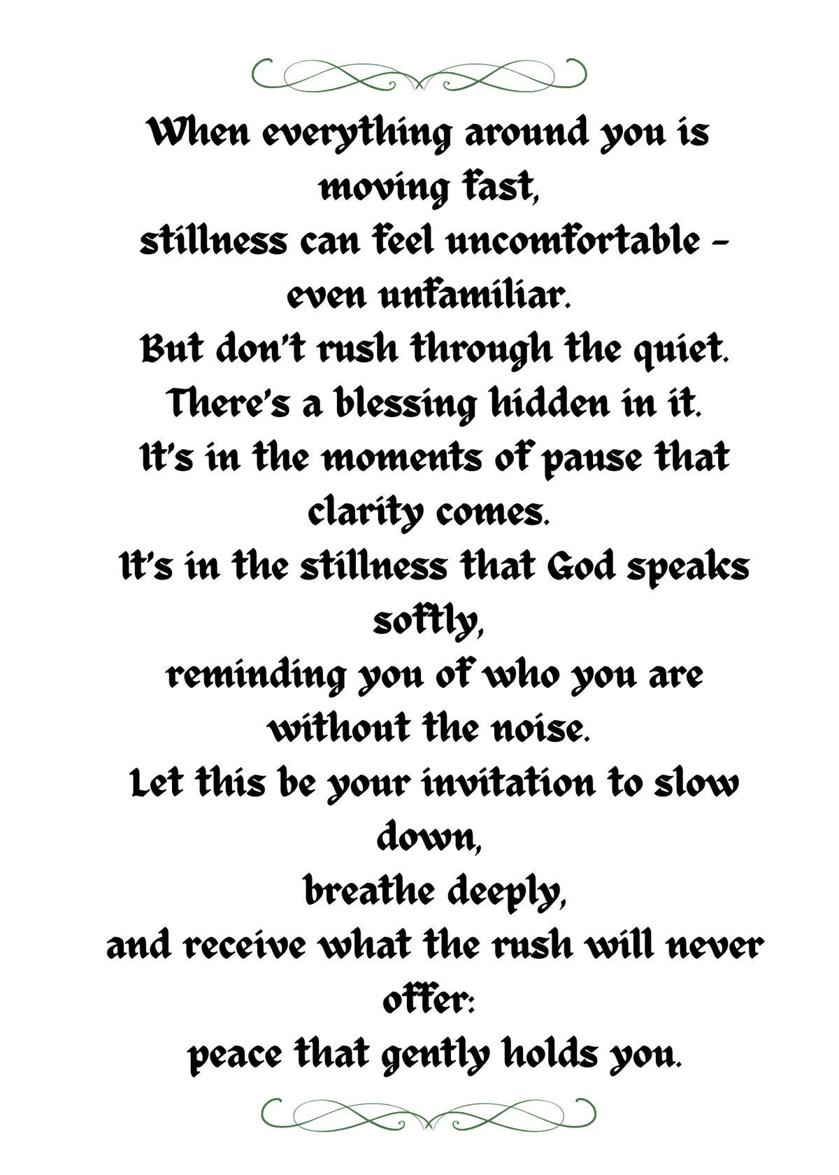 THE BLESSING IN STILLNESS