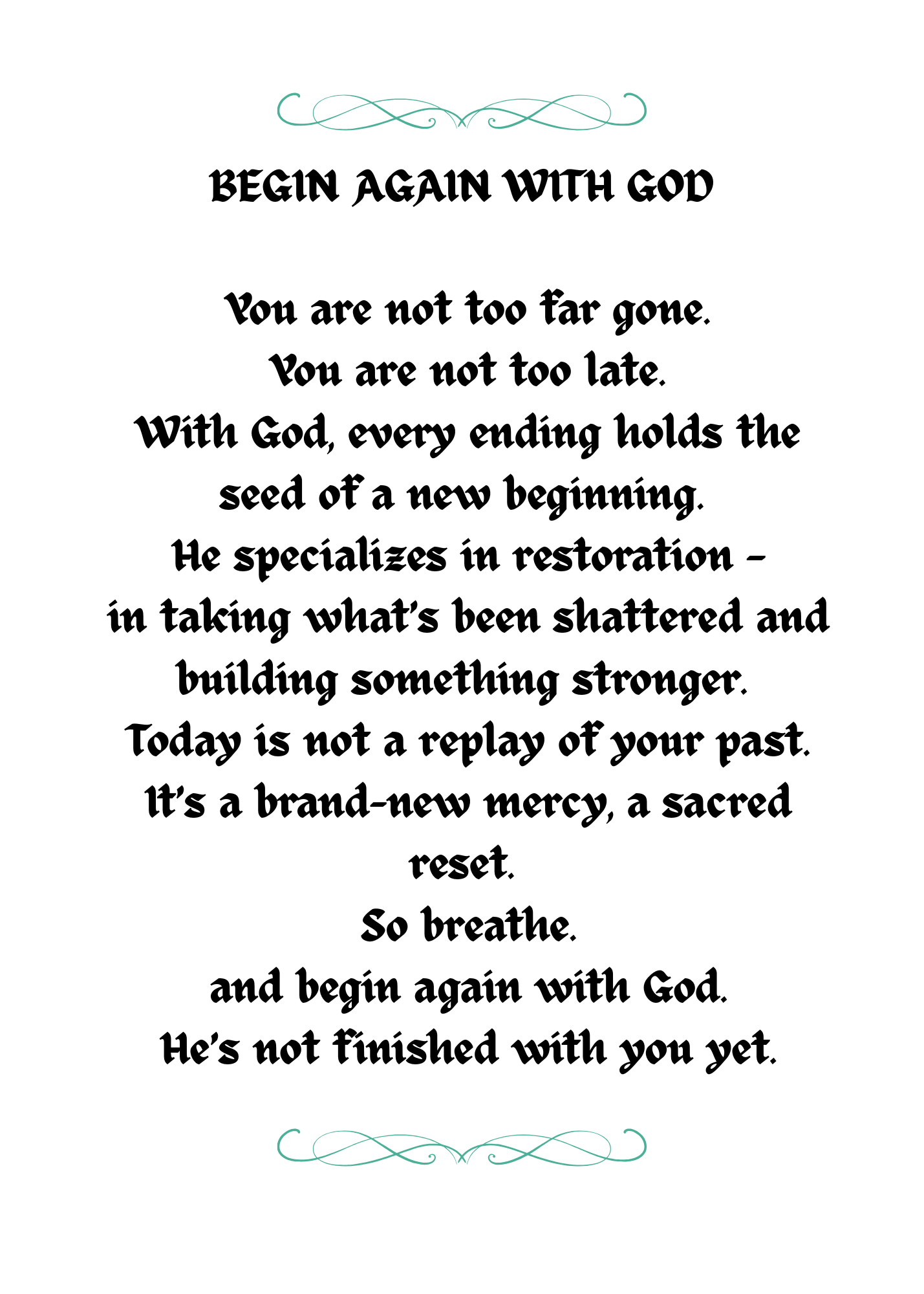 BEGIN AGAIN WITH GOD