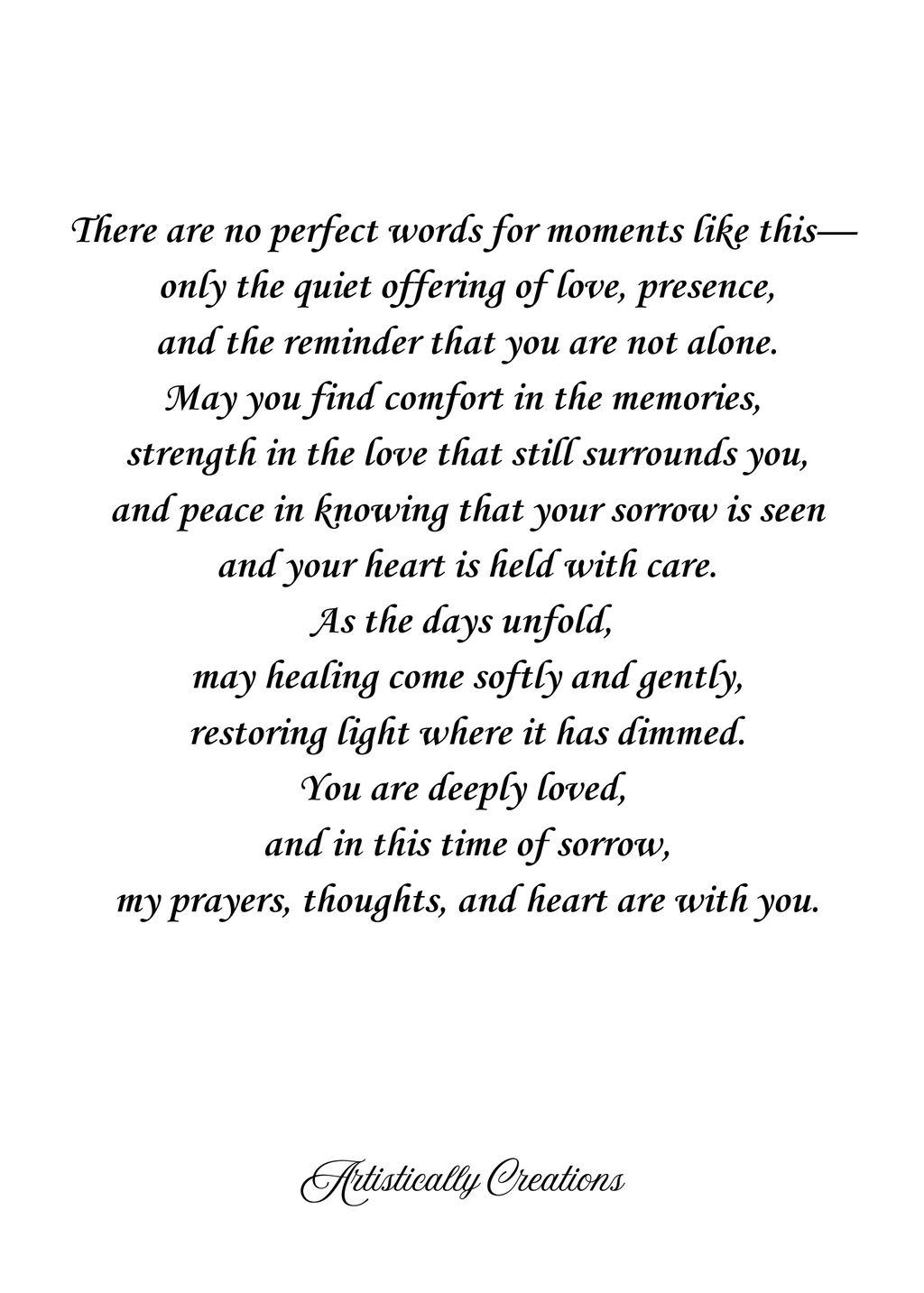 WITH HEARTFELT CONDOLENCES