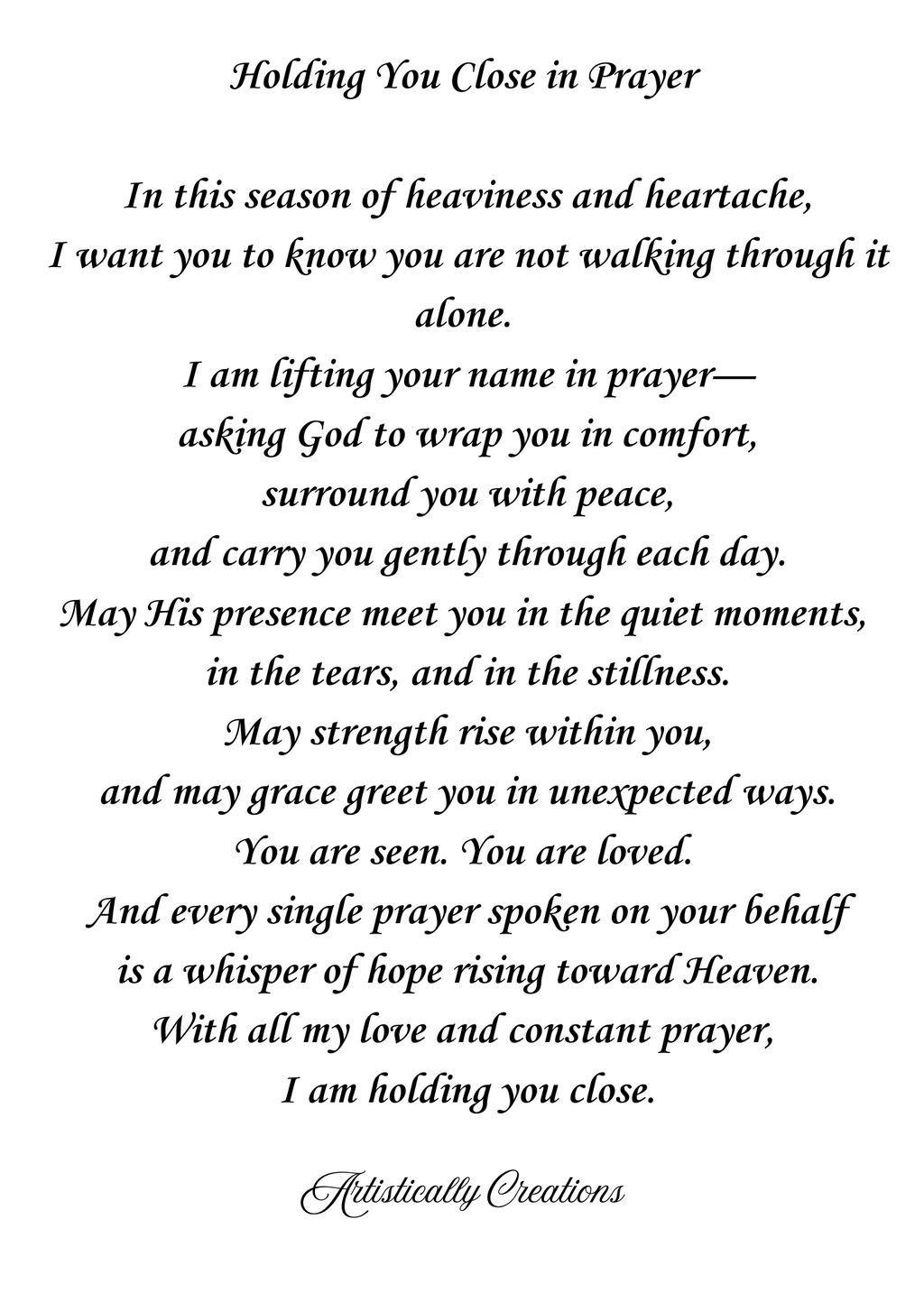 HOLDING YOU CLOSE IN PRAYER
