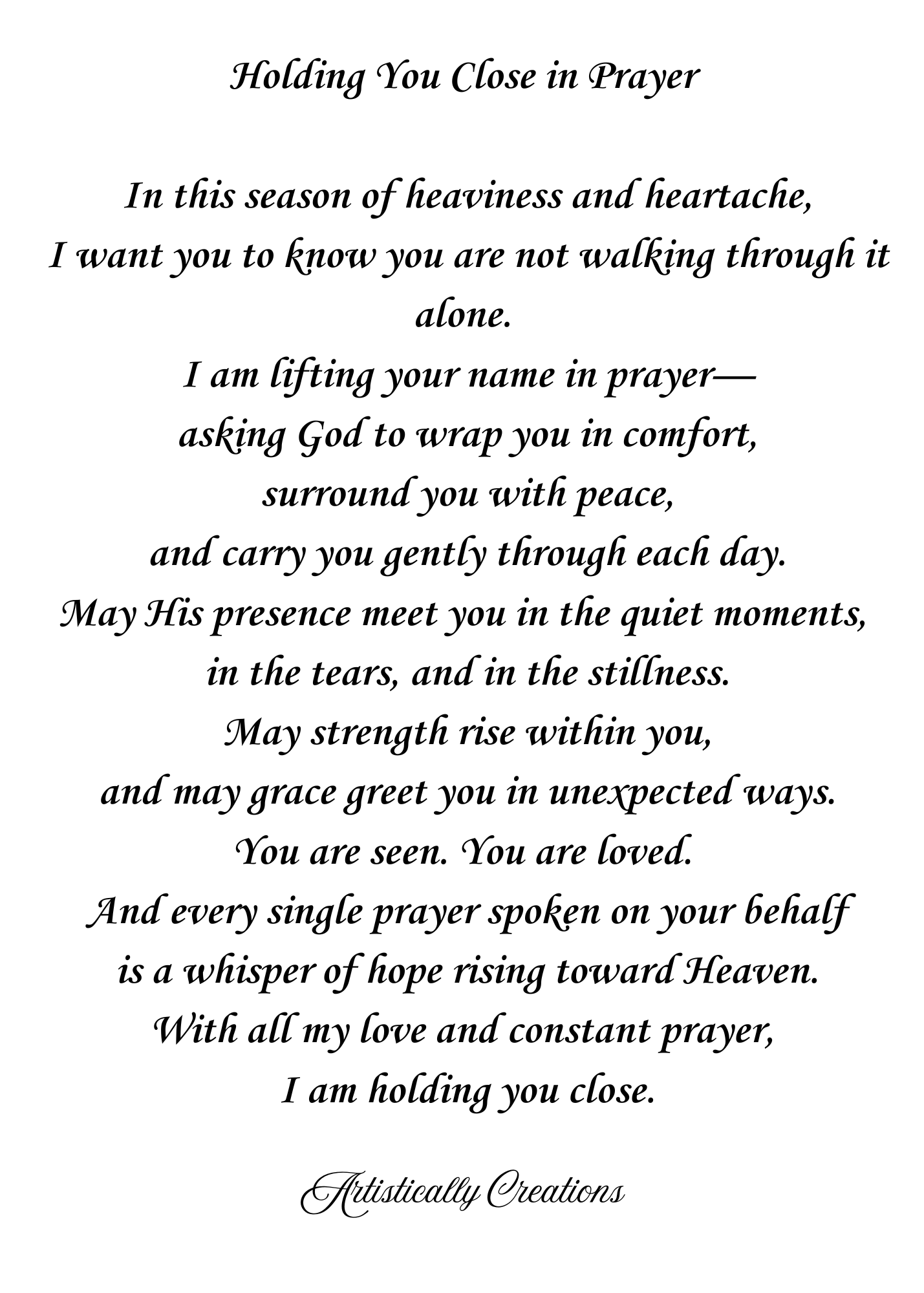 HOLDING YOU CLOSE IN PRAYER