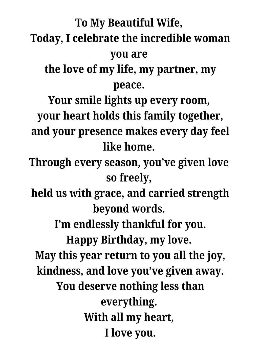 TO MY BEAUTIFUL WIFE